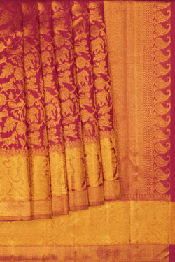 Image of Kanchipuram Silk Brocade Pink Saree