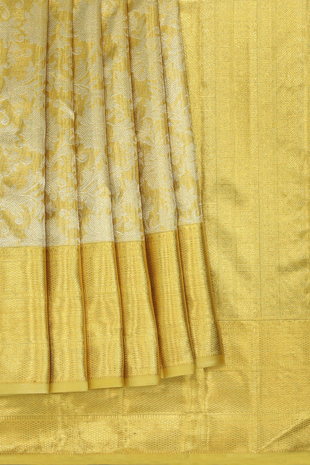 Kanchipuram Silk Tissue Brocade Gold Saree