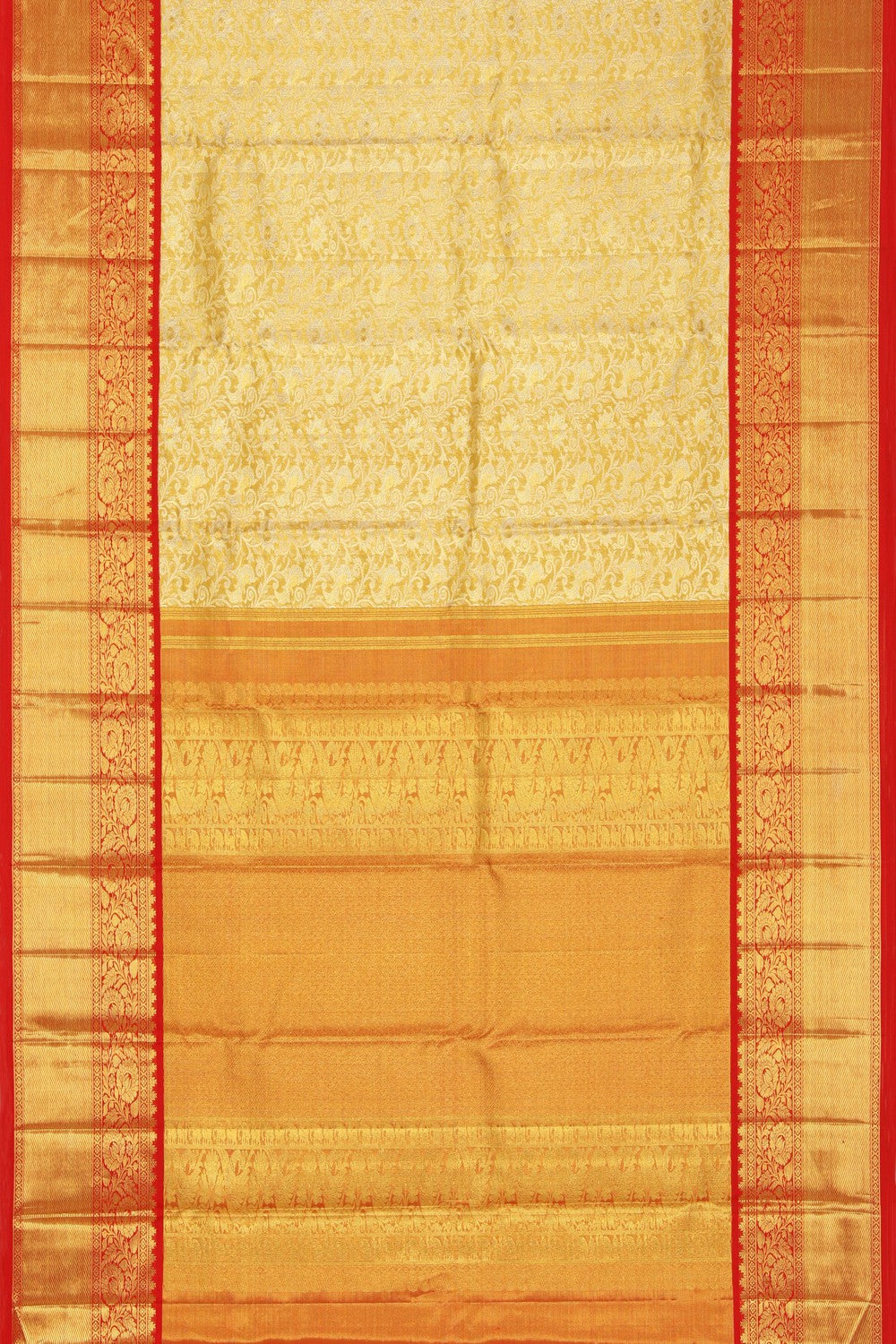 Kanchipuram Silk Tissue Brocade Gold Saree