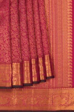 Image of Kanchipuram Silk Brocade Pink Saree