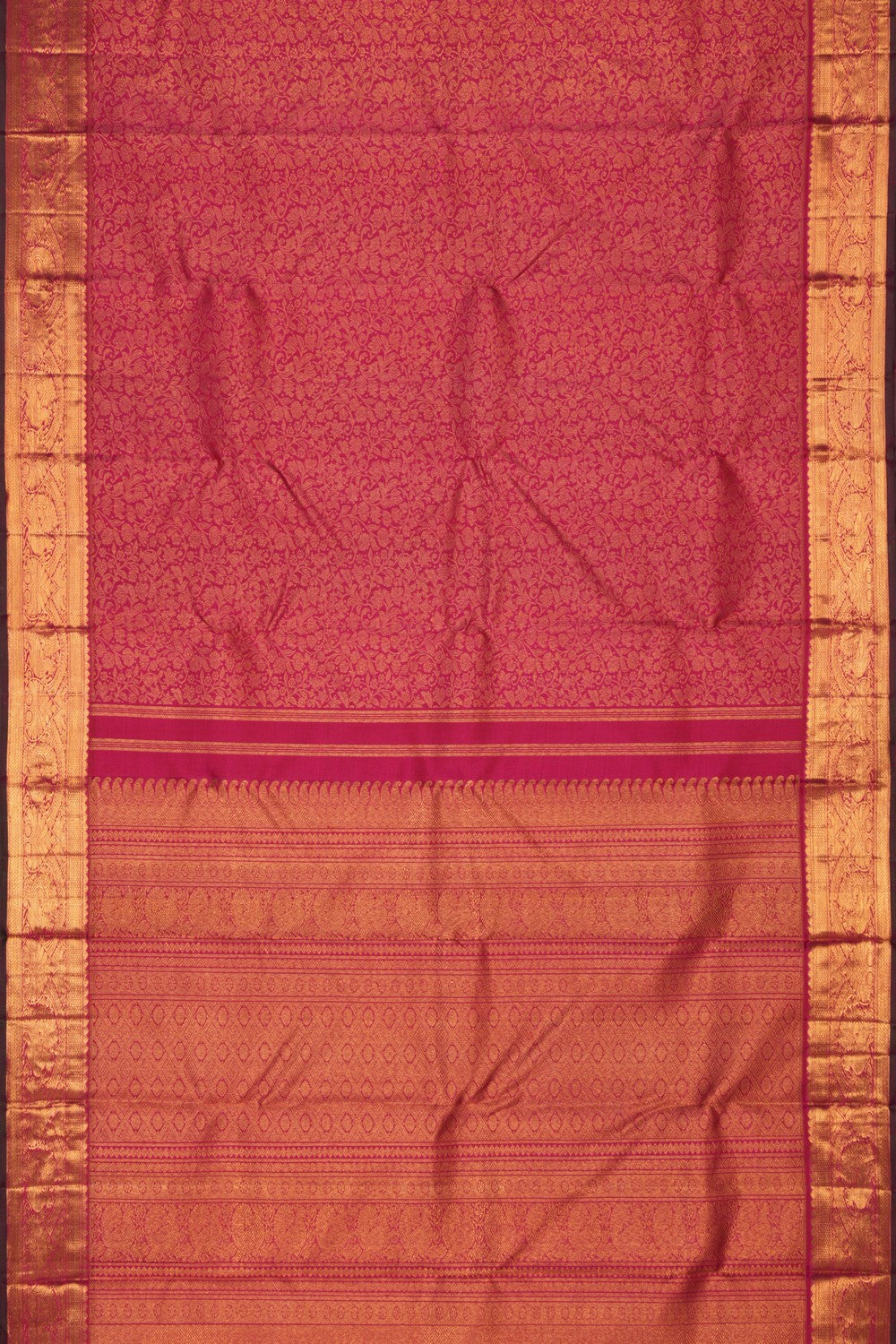 Image of Kanchipuram Silk Brocade Pink Saree
