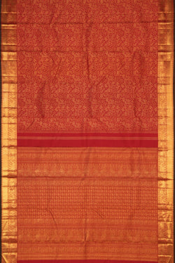 Image of Kanchipuram Silk Brocade Red Saree