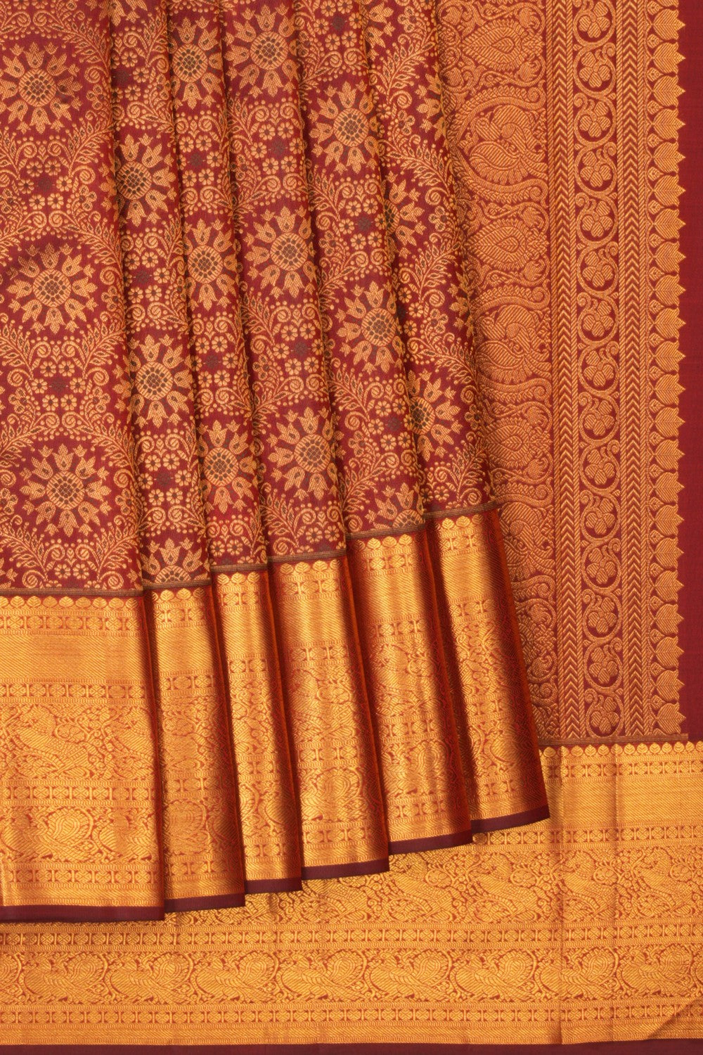 Kanchipuram Silk Brocade Maroon Saree