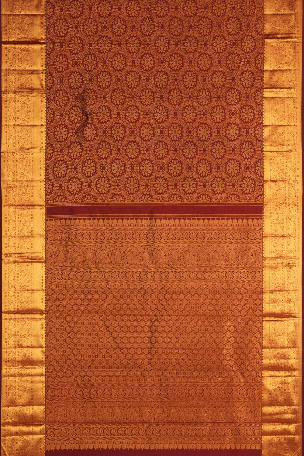 Kanchipuram Silk Brocade Maroon Saree