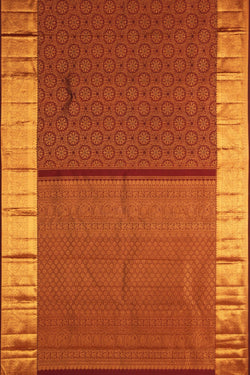 Image of Kanchipuram Silk Brocade Maroon Saree