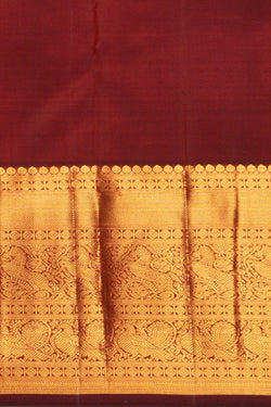 Image of Kanchipuram Silk Brocade Maroon Saree