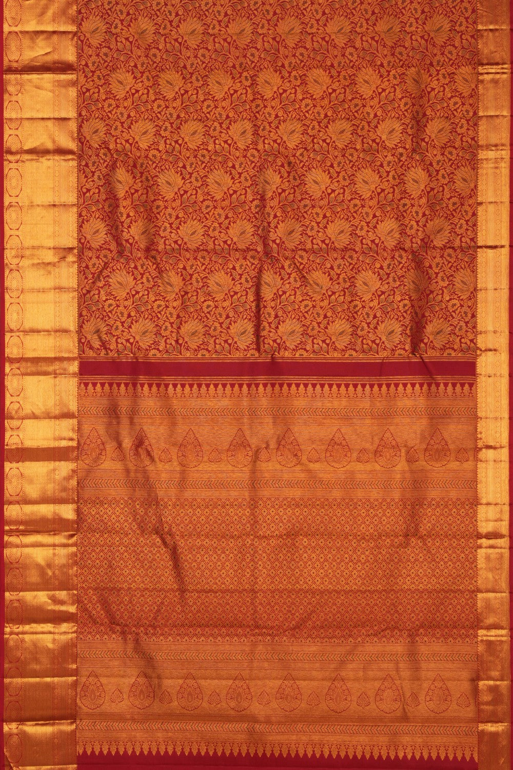 Kanchipuram Silk Brocade Red Saree