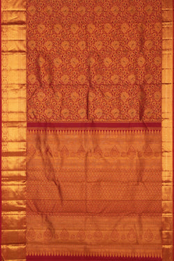 Image of Kanchipuram Silk Brocade Red Saree