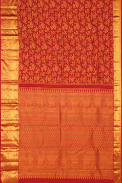 Image of Kanchipuram Silk Brocade Red Saree