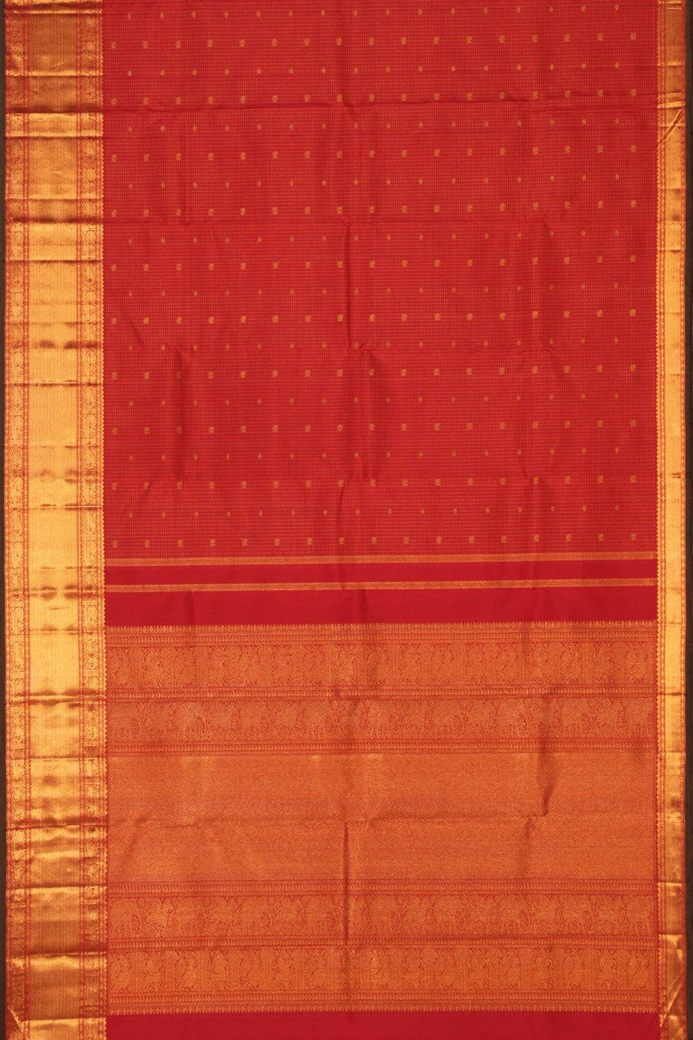 Kanchipuram Silk Kattam Red Saree
