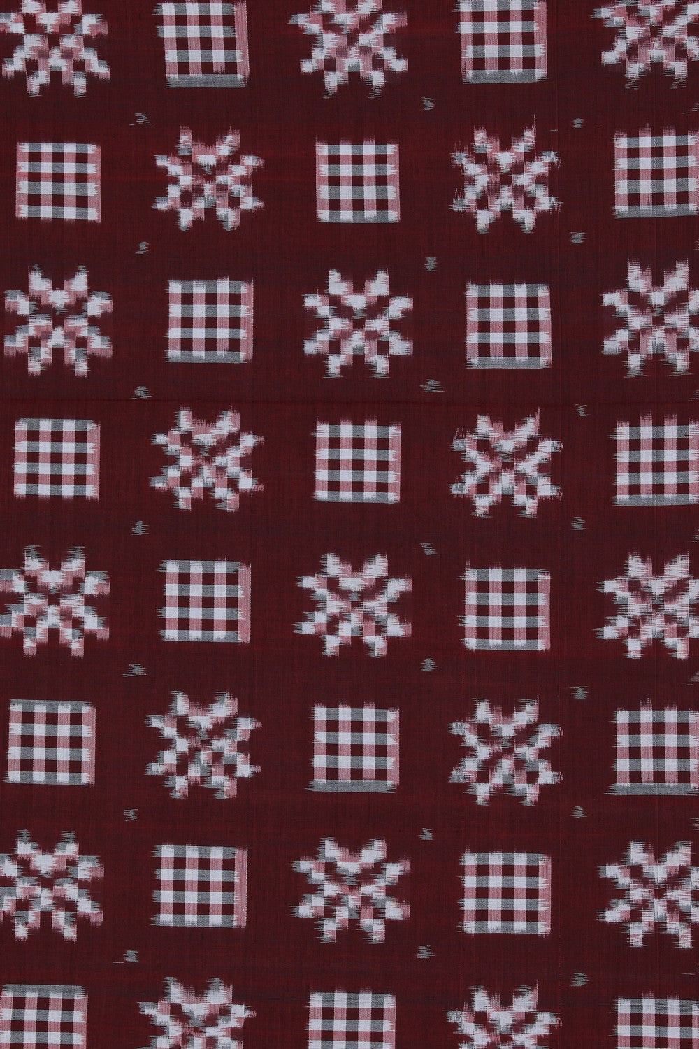 Image of Pochampally Ikat Cotton Maroon Saree