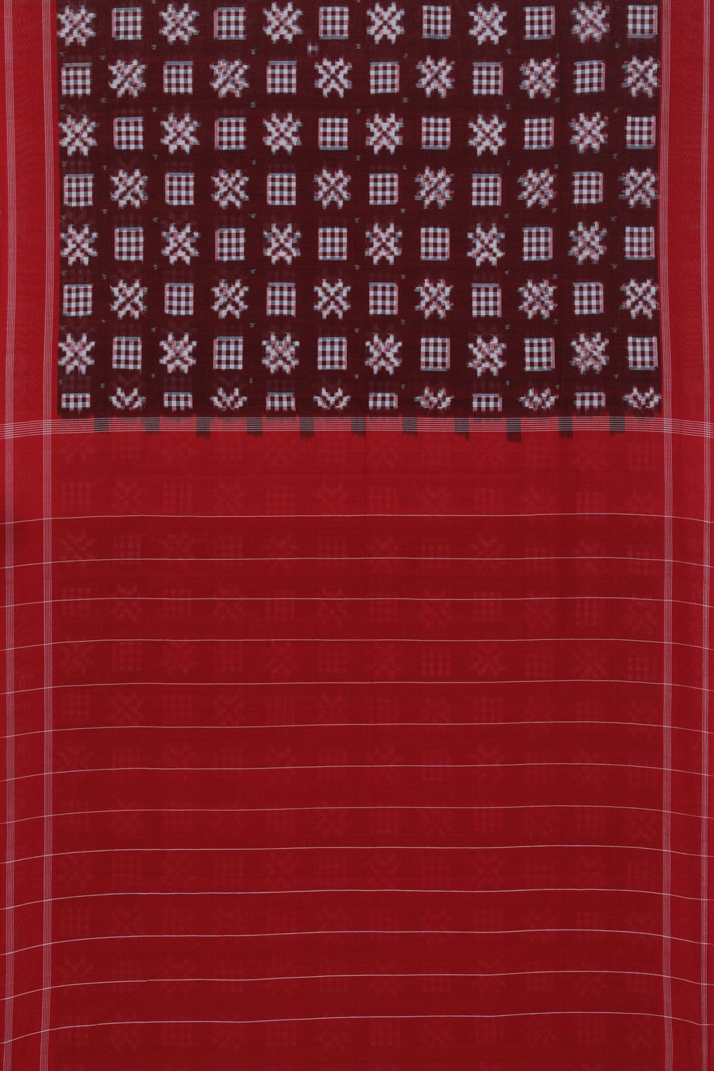 Image of Pochampally Ikat Cotton Maroon Saree