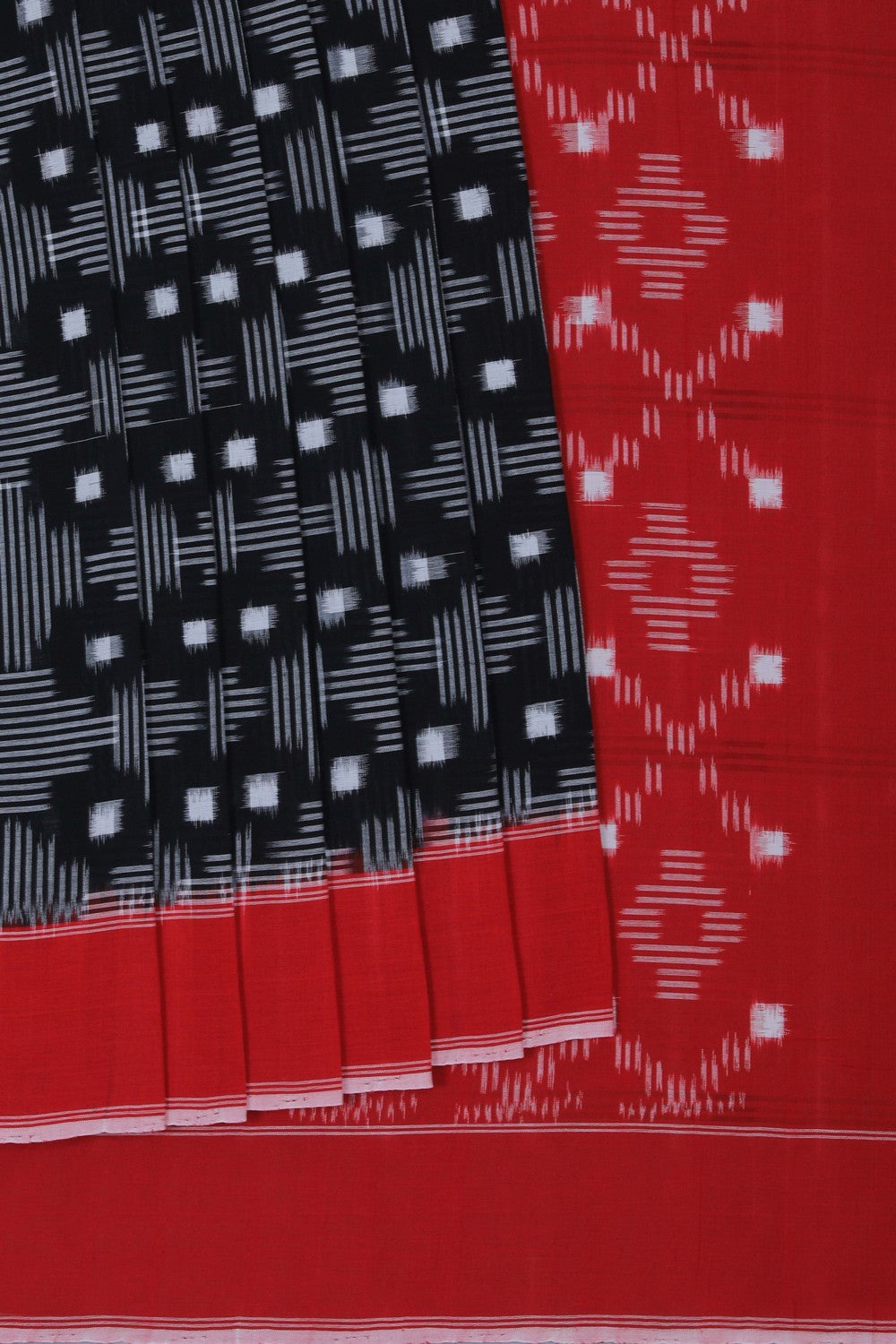 Image of Pochampally Ikat Cotton Black Saree