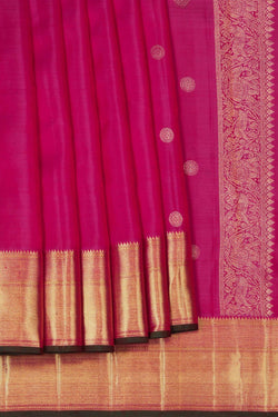 Image of Kanjivaram Silk Brocade Pink Saree