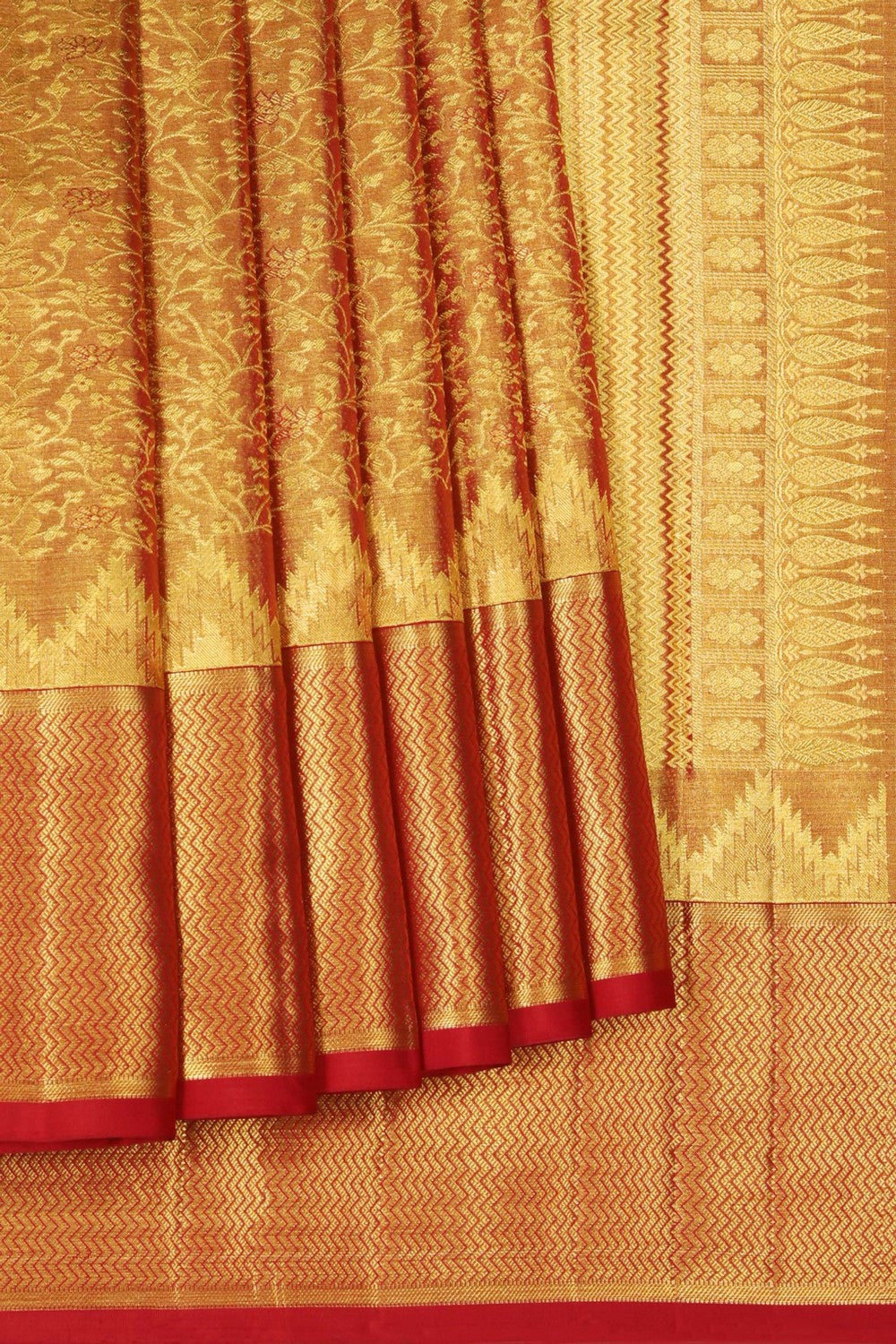 Kanjivaram Silk Brocade Gold Saree