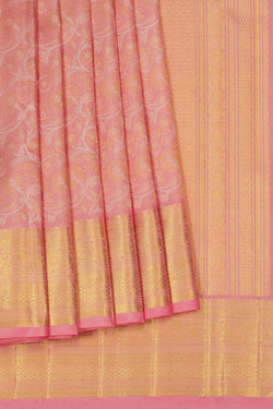 Image of Kanjivaram Silk Brocade Pink Saree