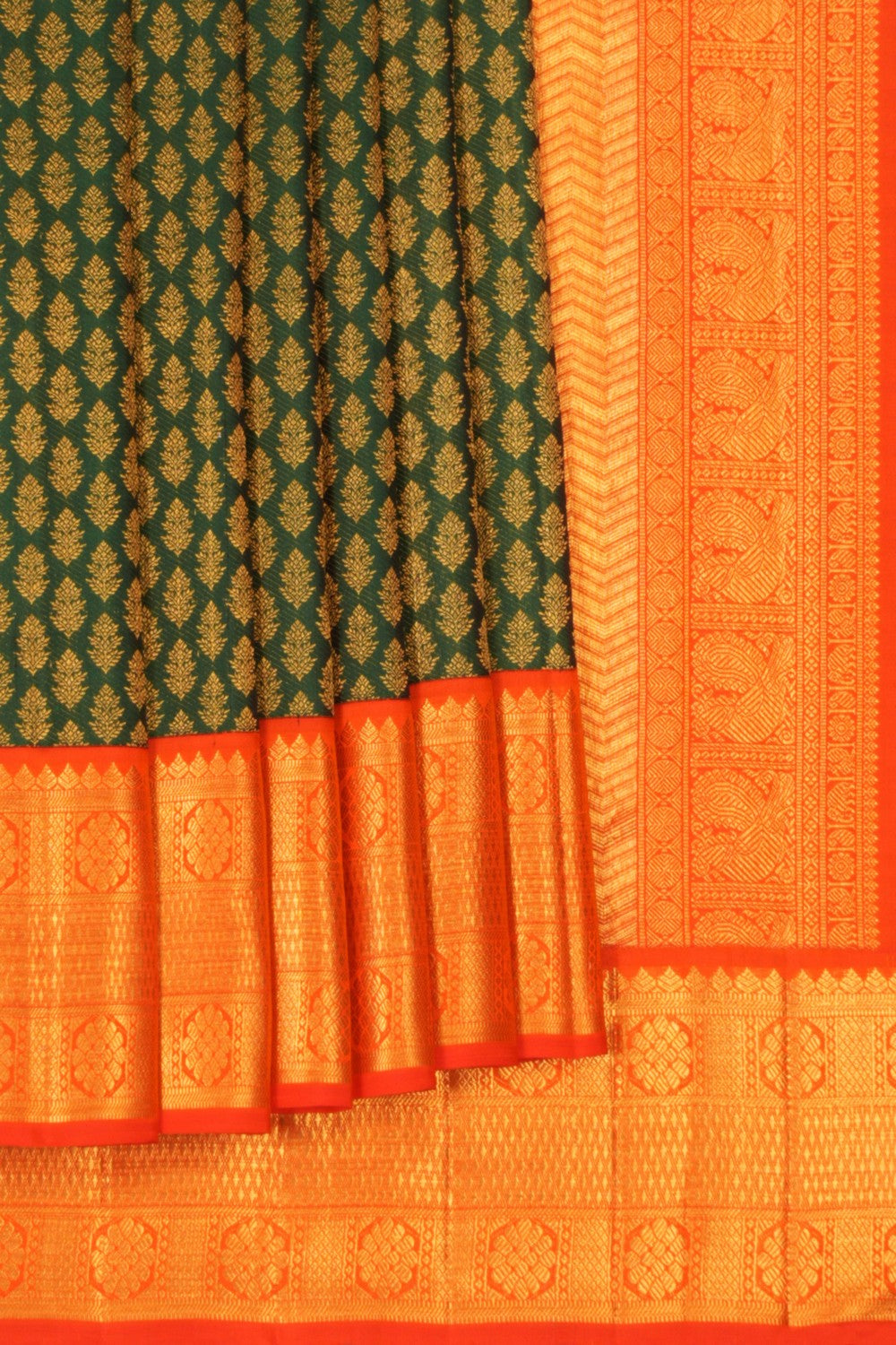 Image of Kanjivaram Silk Brocade Green Saree