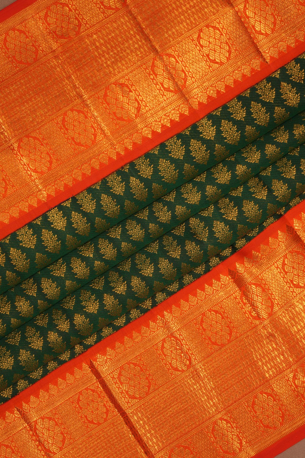 Image of Kanjivaram Silk Brocade Green Saree