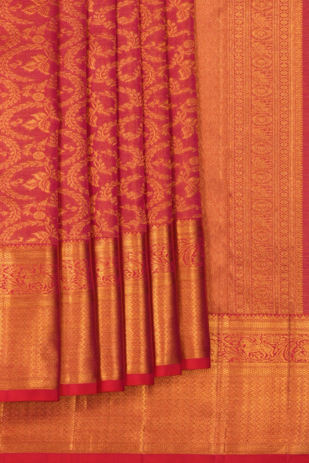 Image of Kanjivaram Silk Brocade Pink Saree
