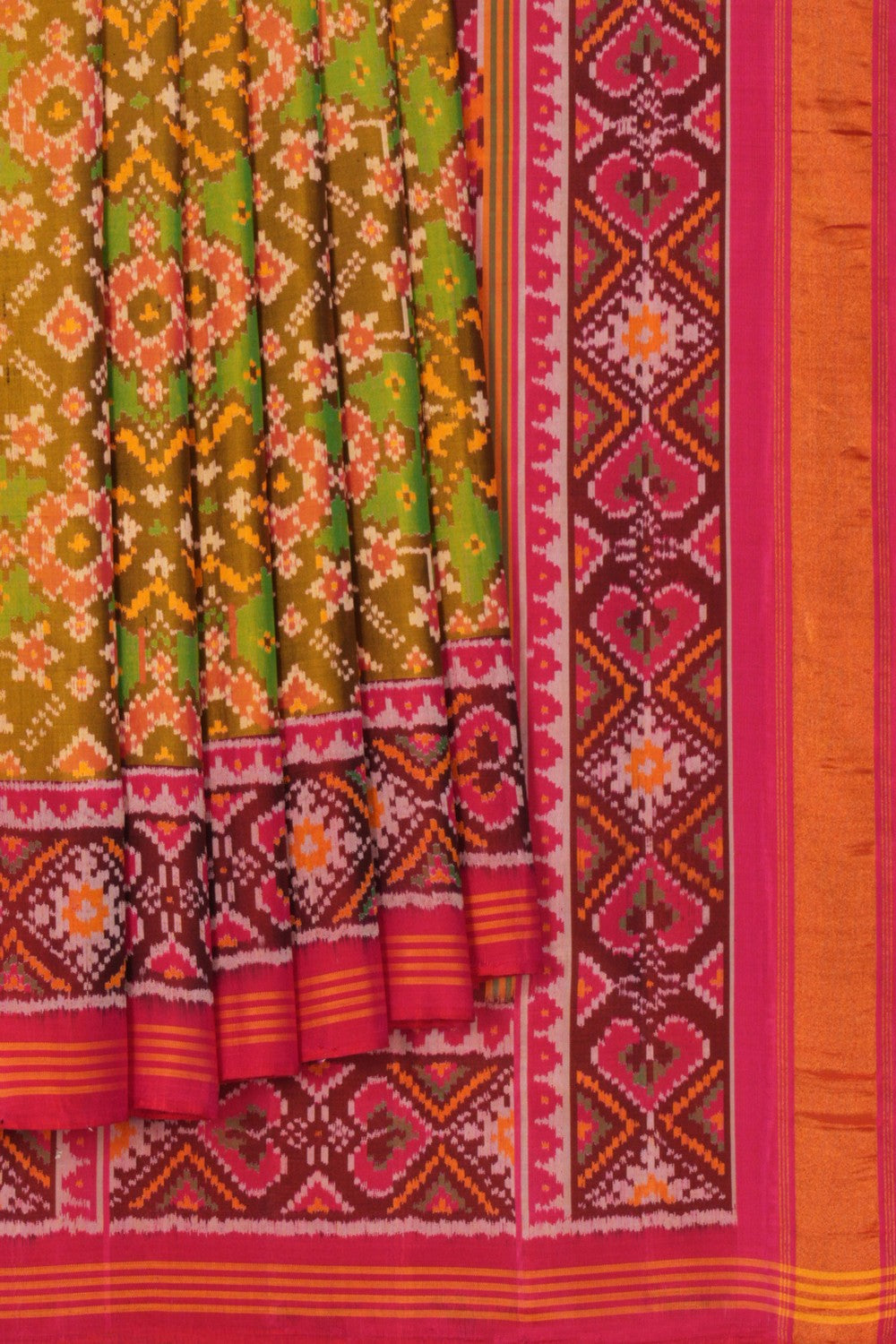 Image of Rajkot Patola Silk Green Saree