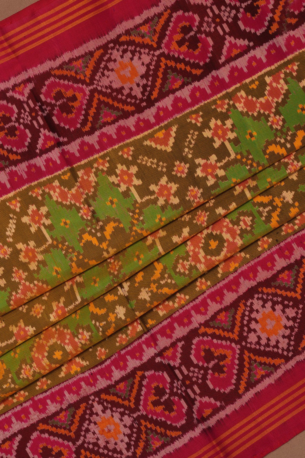 Image of Rajkot Patola Silk Green Saree