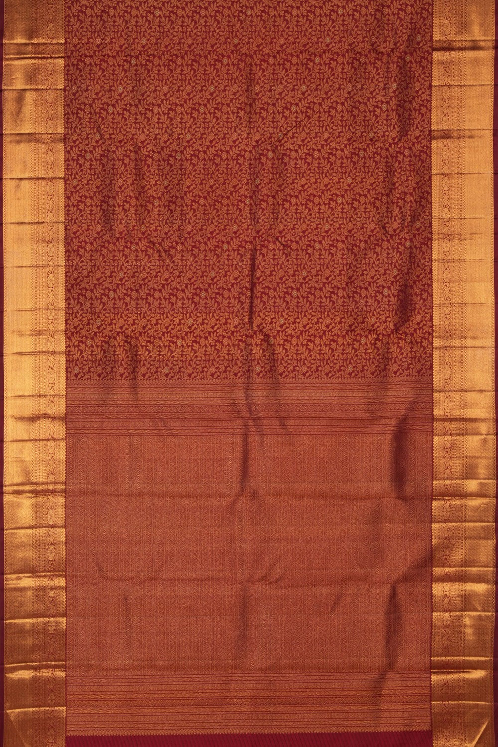 Image of Kanchipuram Silk Brocade Maroon Saree