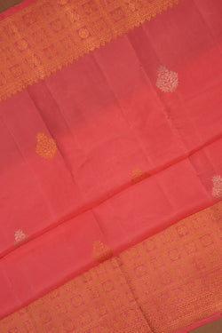 Image of Kanchipuram Silk Coral Pink Saree