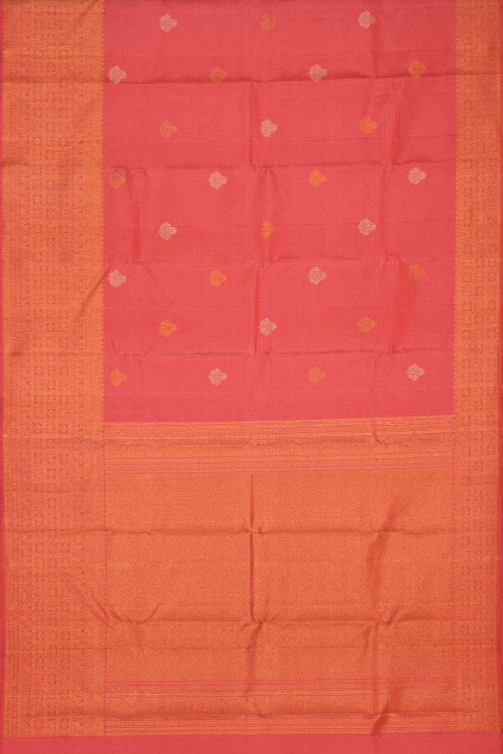 Image of Kanchipuram Silk Coral Pink Saree