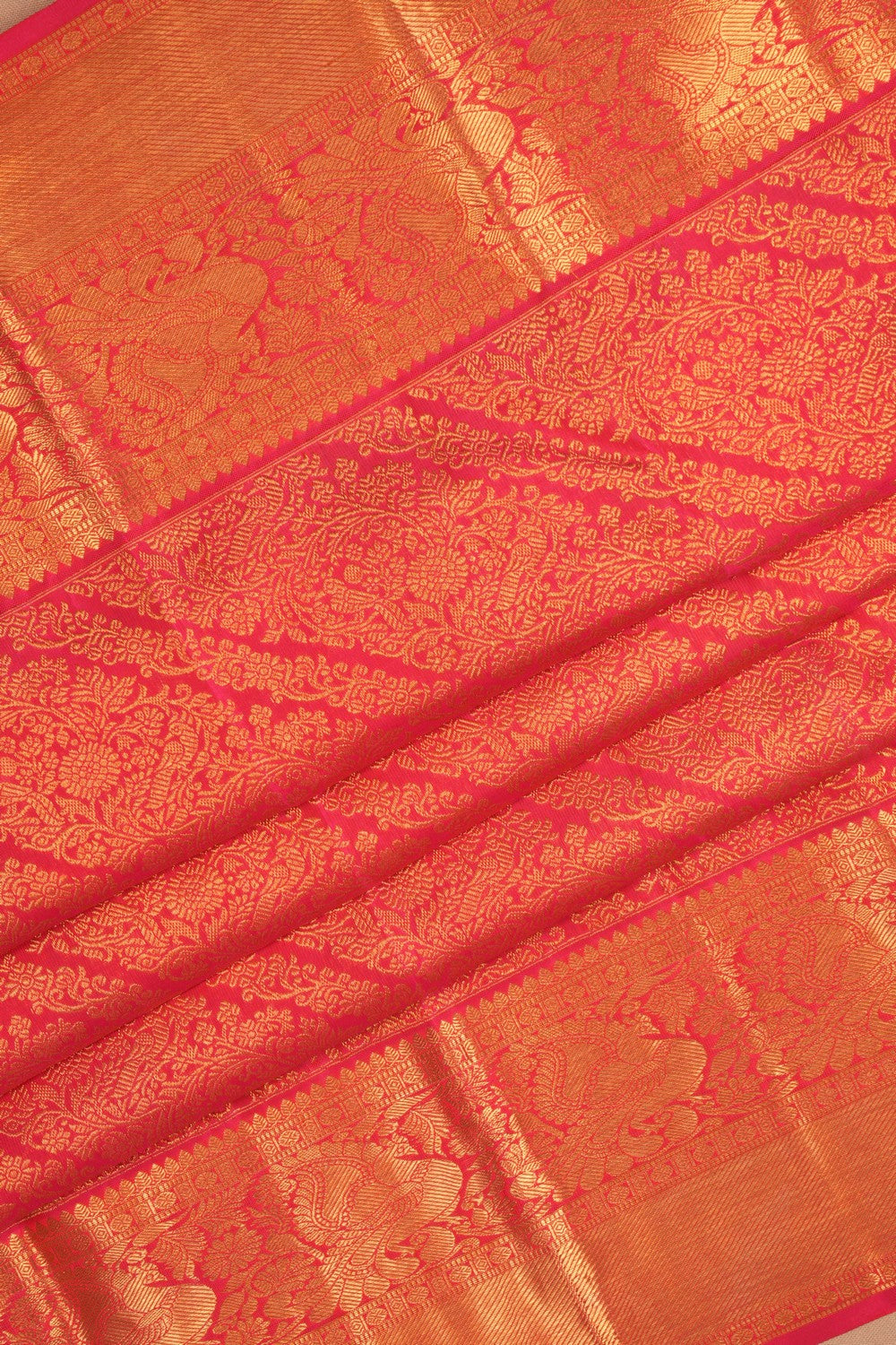 Image of Kanchipuram Silk Brocade Pink Saree