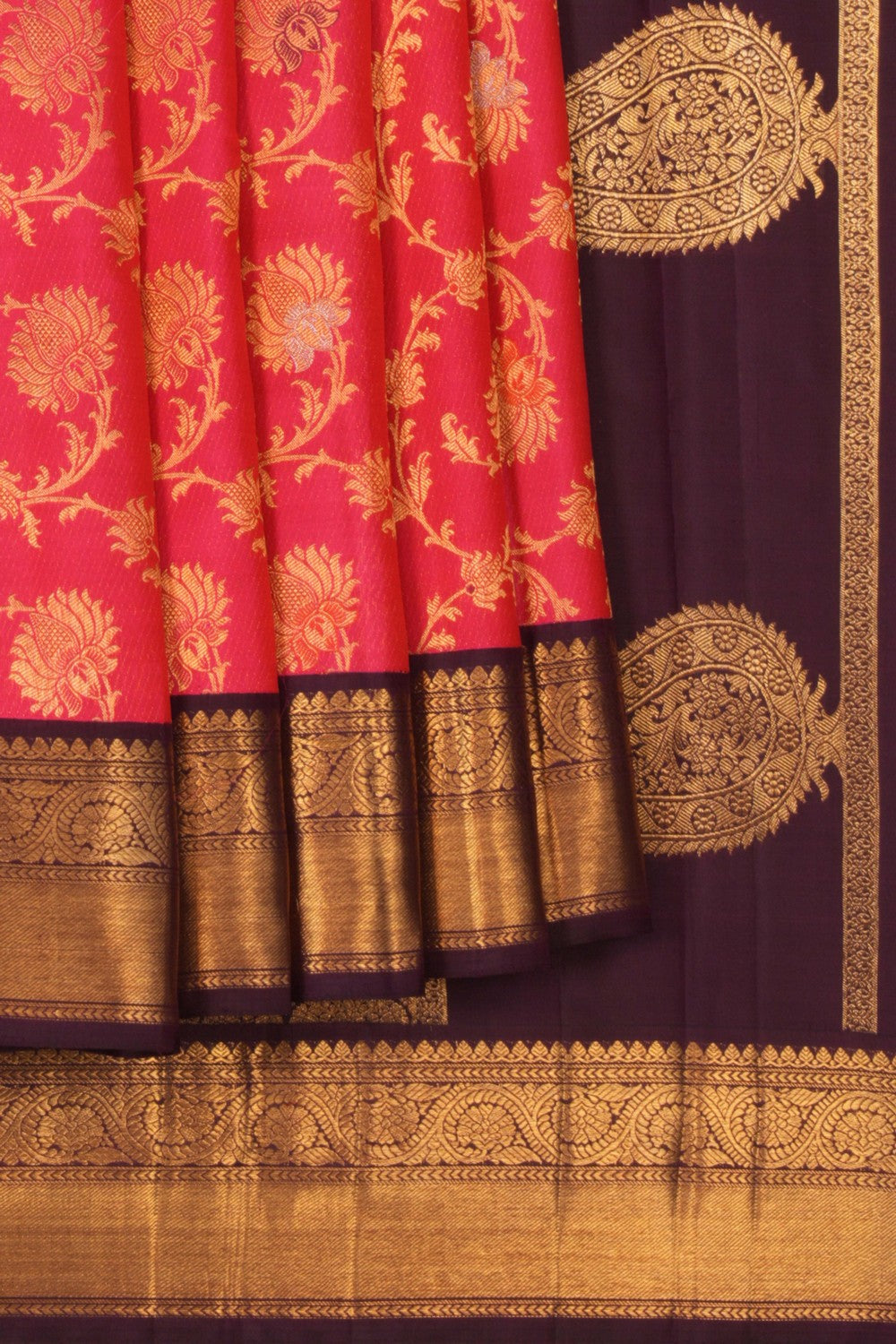 Kanchipuram Silk Brocade Pink Saree