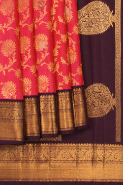 Image of Kanchipuram Silk Brocade Pink Saree