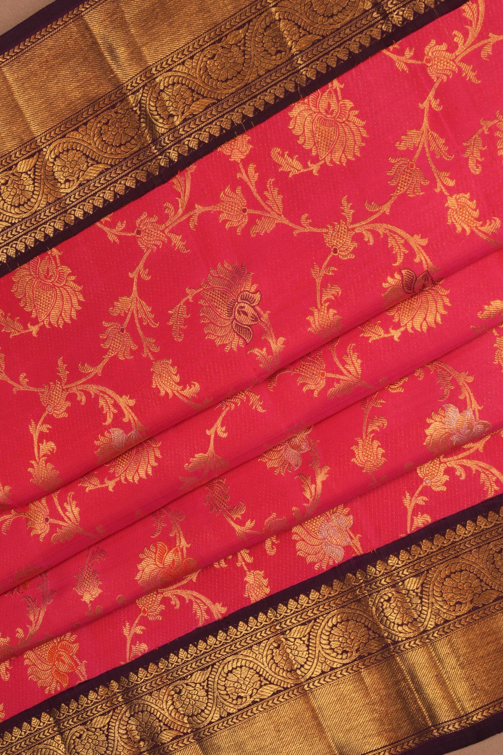 Image of Kanchipuram Silk Brocade Pink Saree