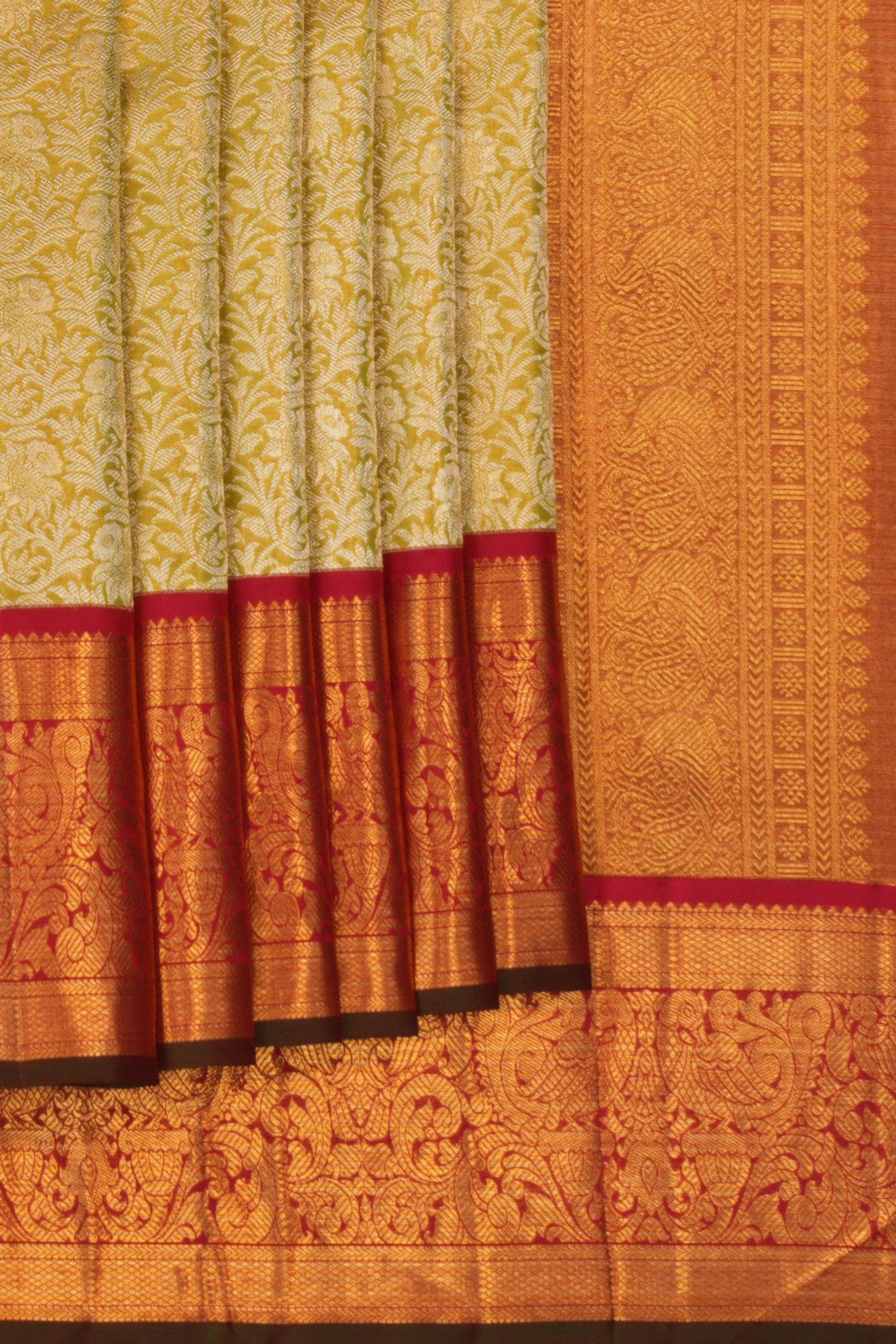 Image of Kanchipuram Brocade Sage Green Saree