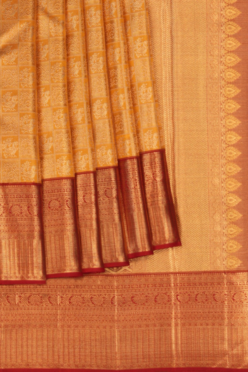 Image of Kanchipuram Tissue Brocade Gold Saree