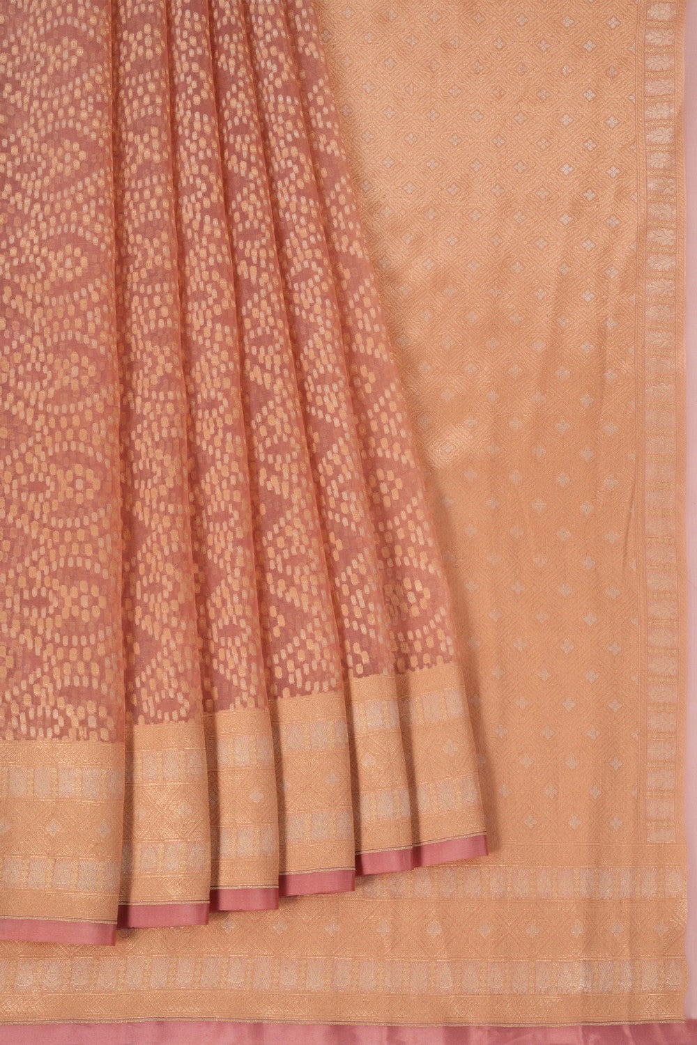 Image of Kora Silk Coral Pink Saree