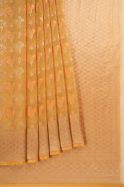 Image of Kora Silk Spring Yellow Saree