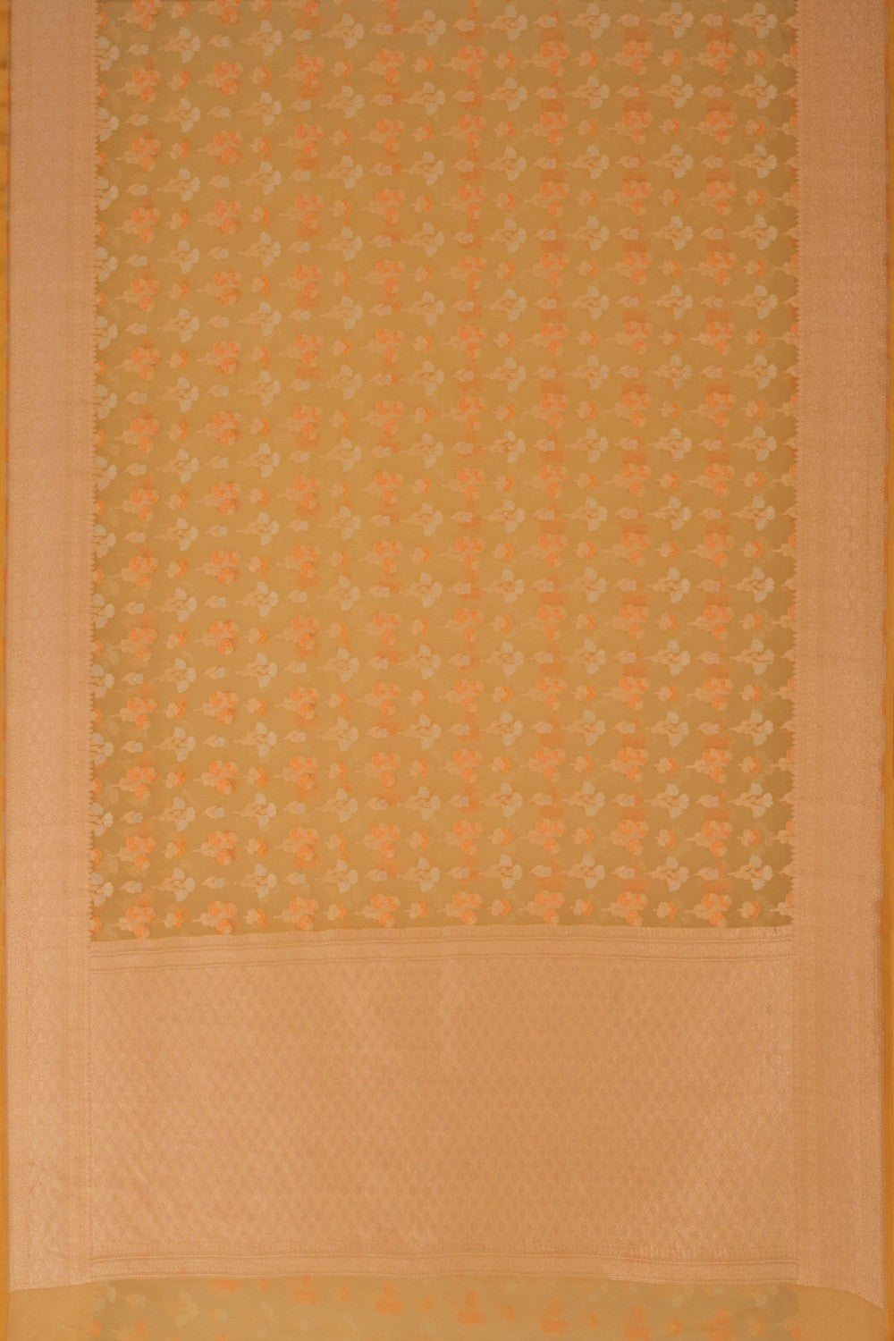 Kora Silk Spring Yellow Saree