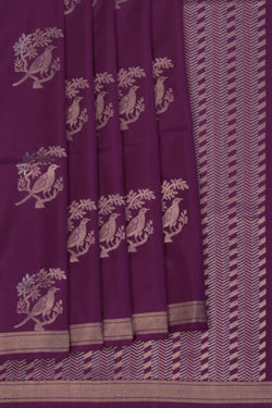 Image of Purple With Bird Perched Motif South Silk Saree