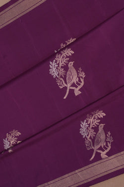 Image of Purple With Bird Perched Motif South Silk Saree