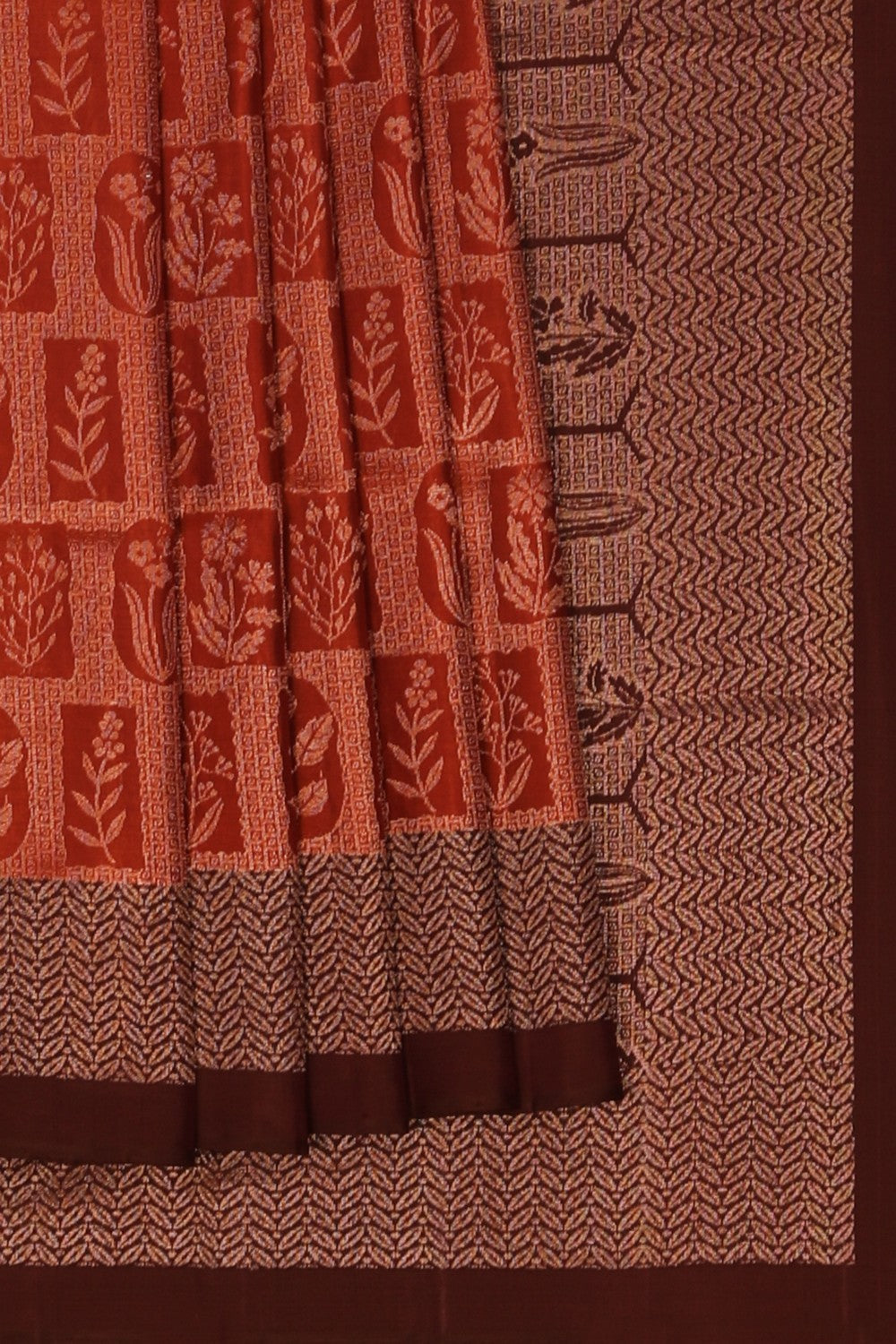 Image of South Silk Rust Orange Saree