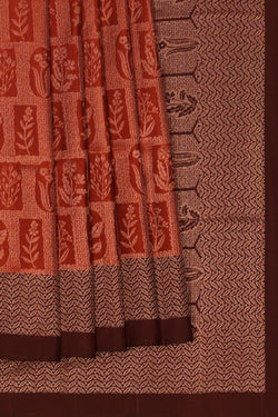 Image of South Silk Rust Orange Saree