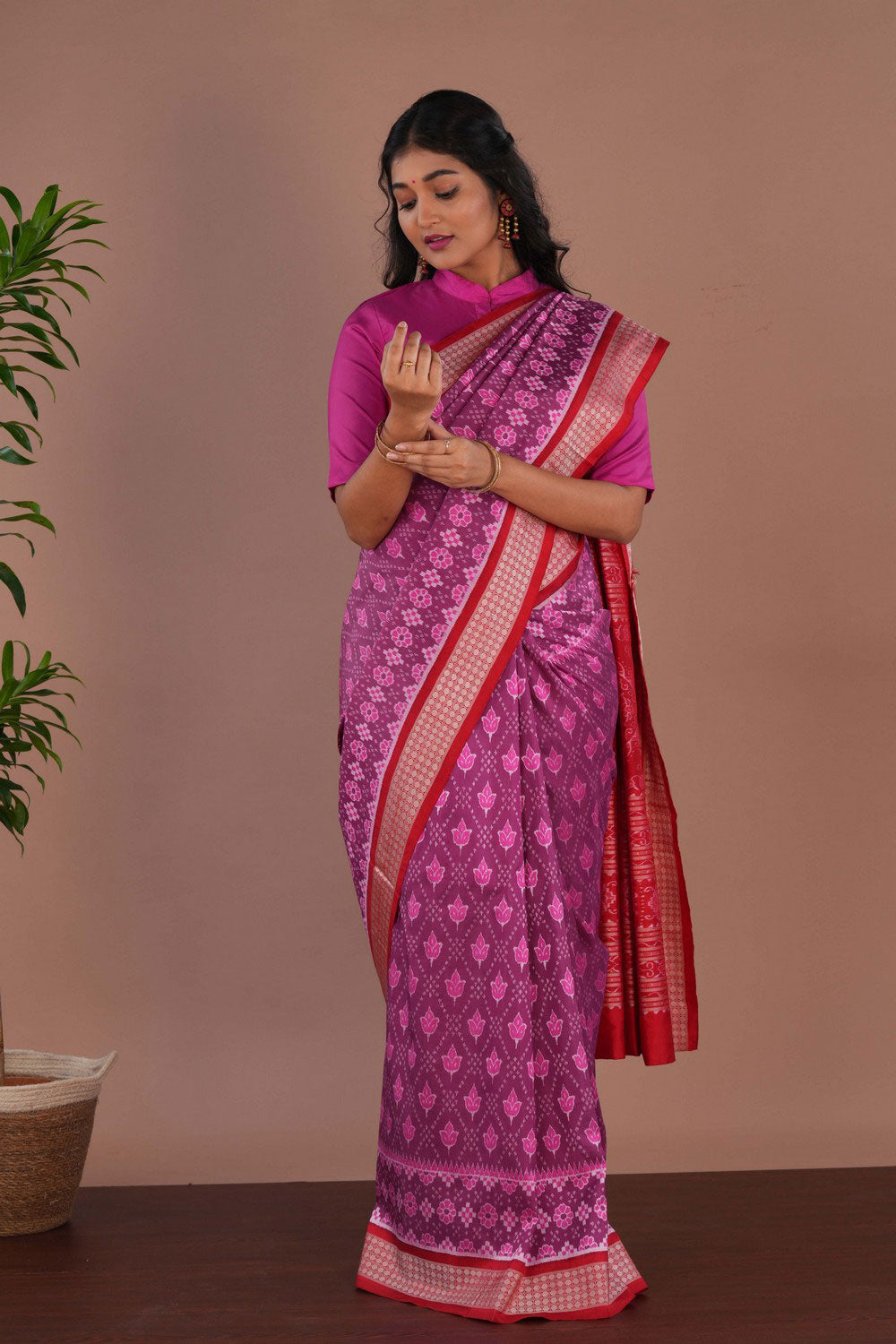 Image of Sambalpuri Silk Purple Saree
