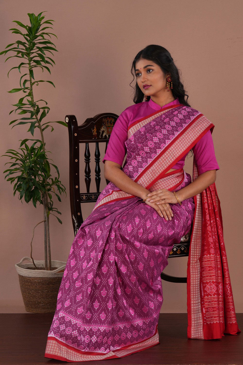 Image of Sambalpuri Silk Purple Saree