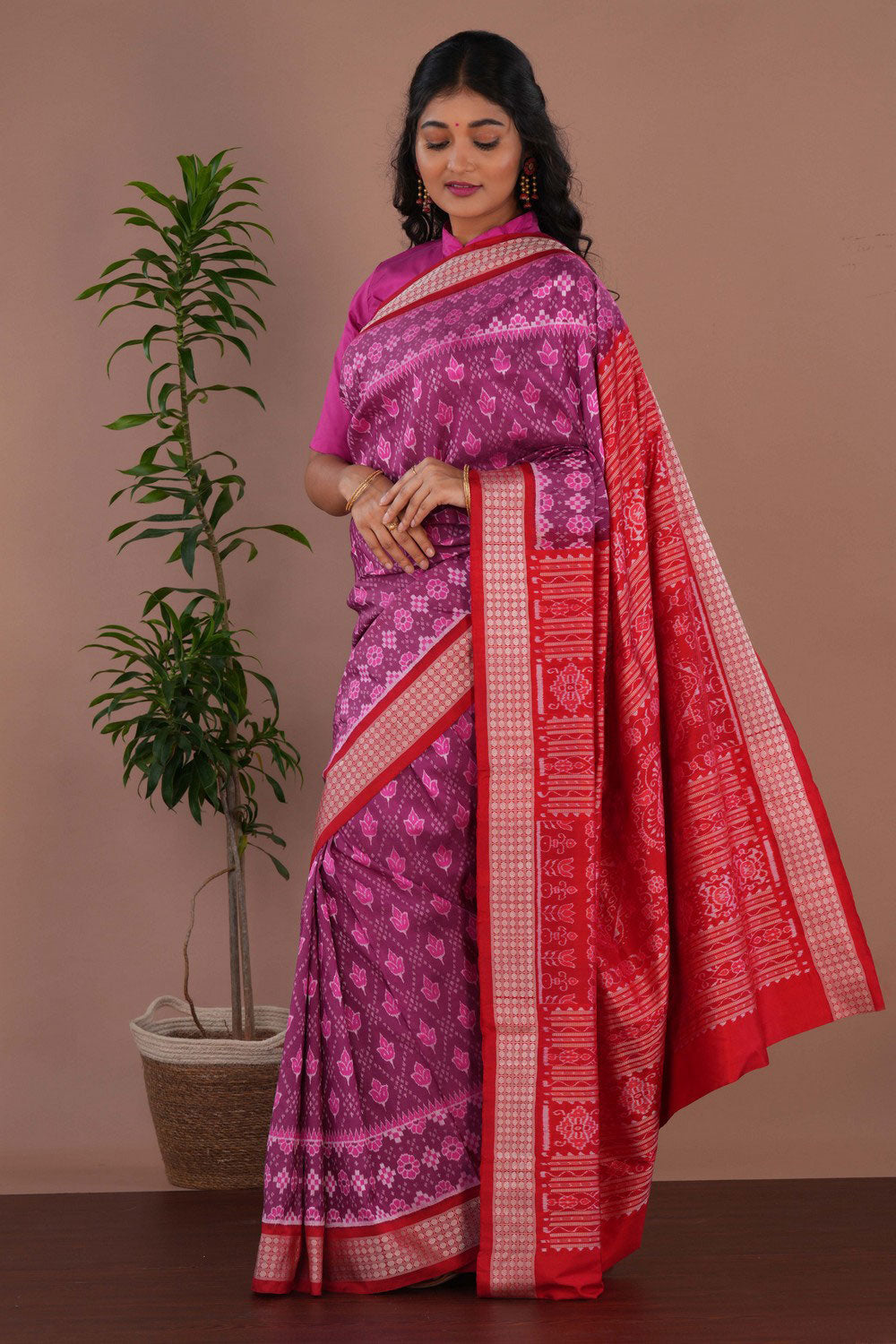 Image of Sambalpuri Silk Purple Saree