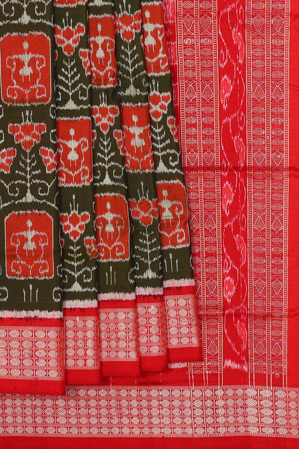 Image of Green Sambalpuri Silk Saree