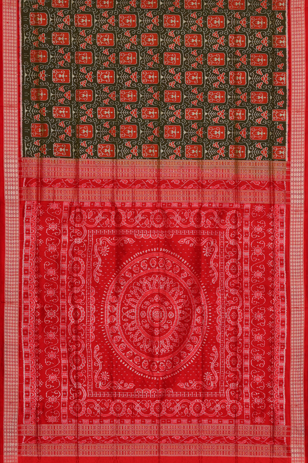 Image of Green Sambalpuri Silk Saree