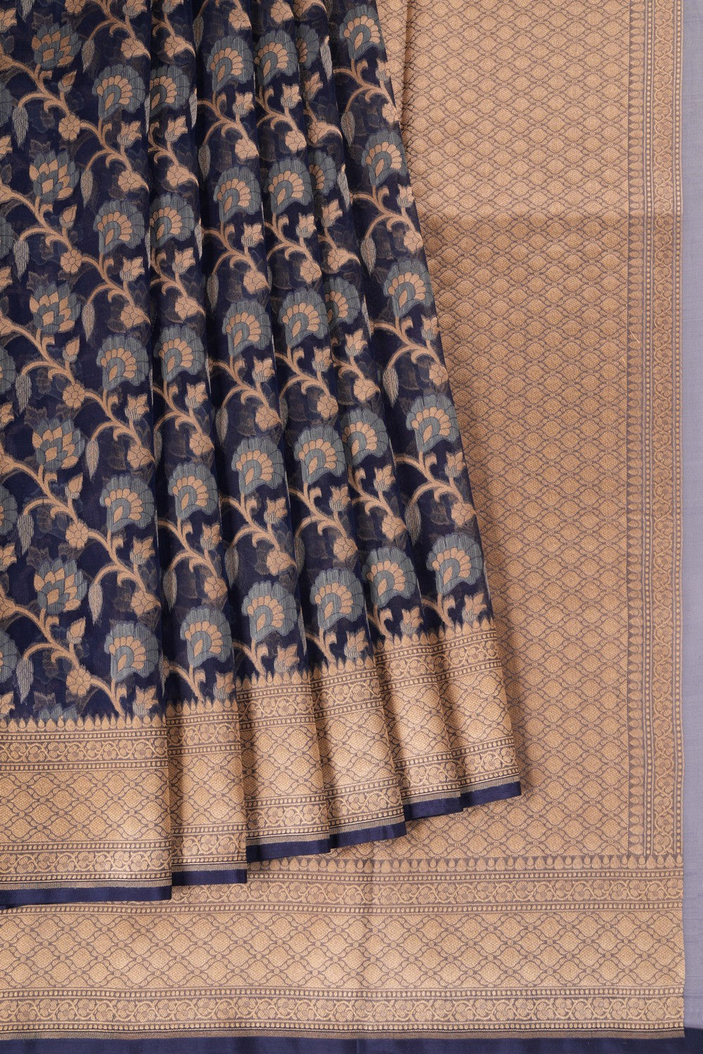 Kora Silk Indigo Blue Saree