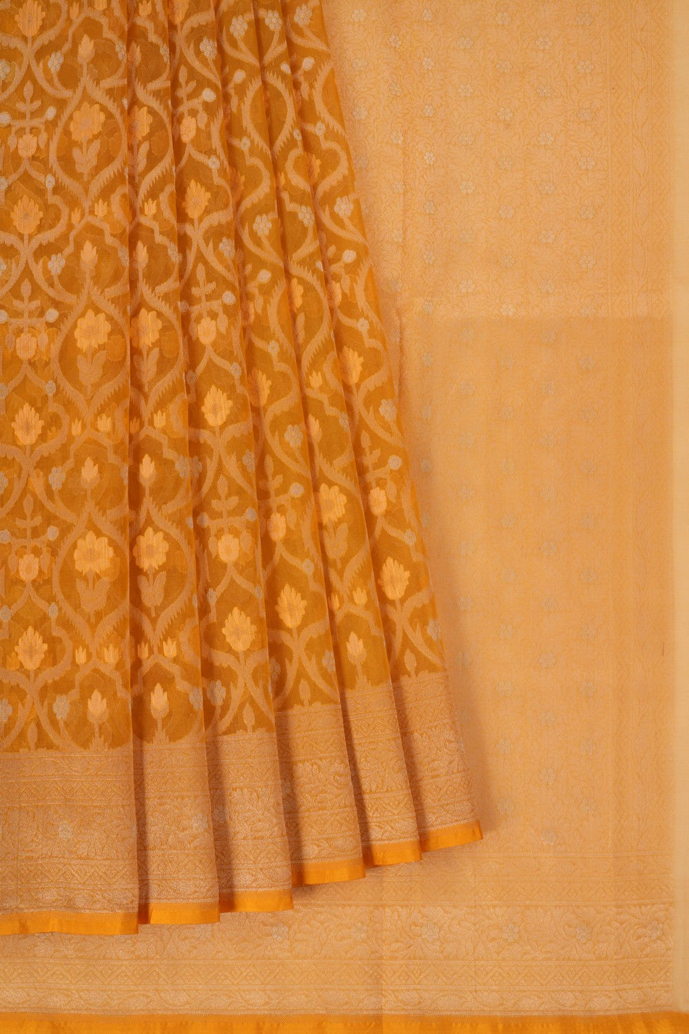 Kora Silk Yellow Saree