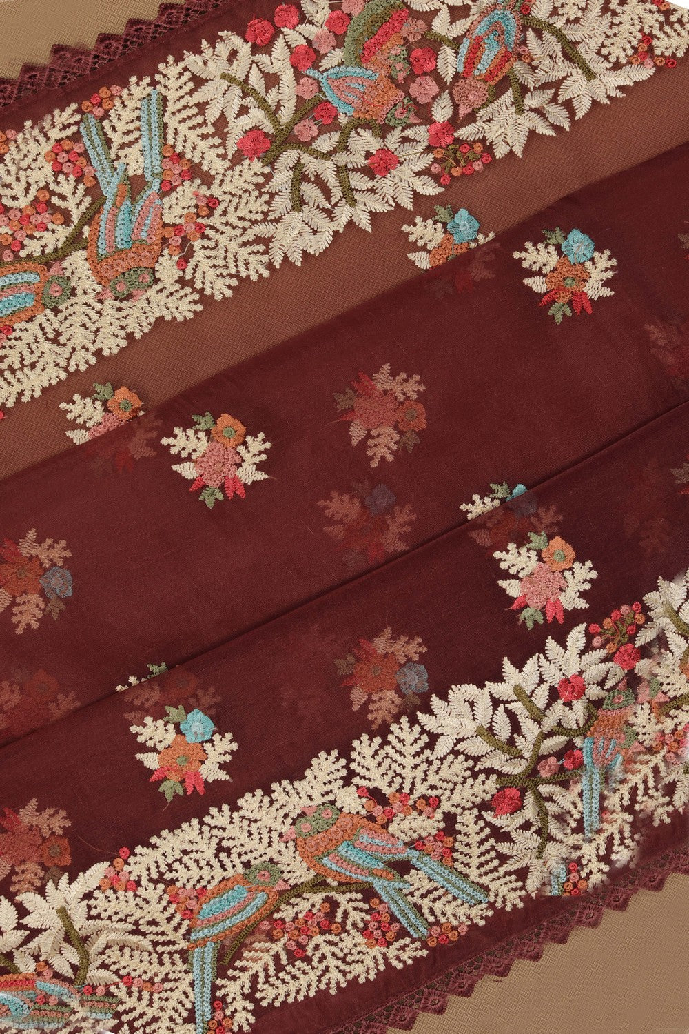 Kora Silk Embroidery Saree