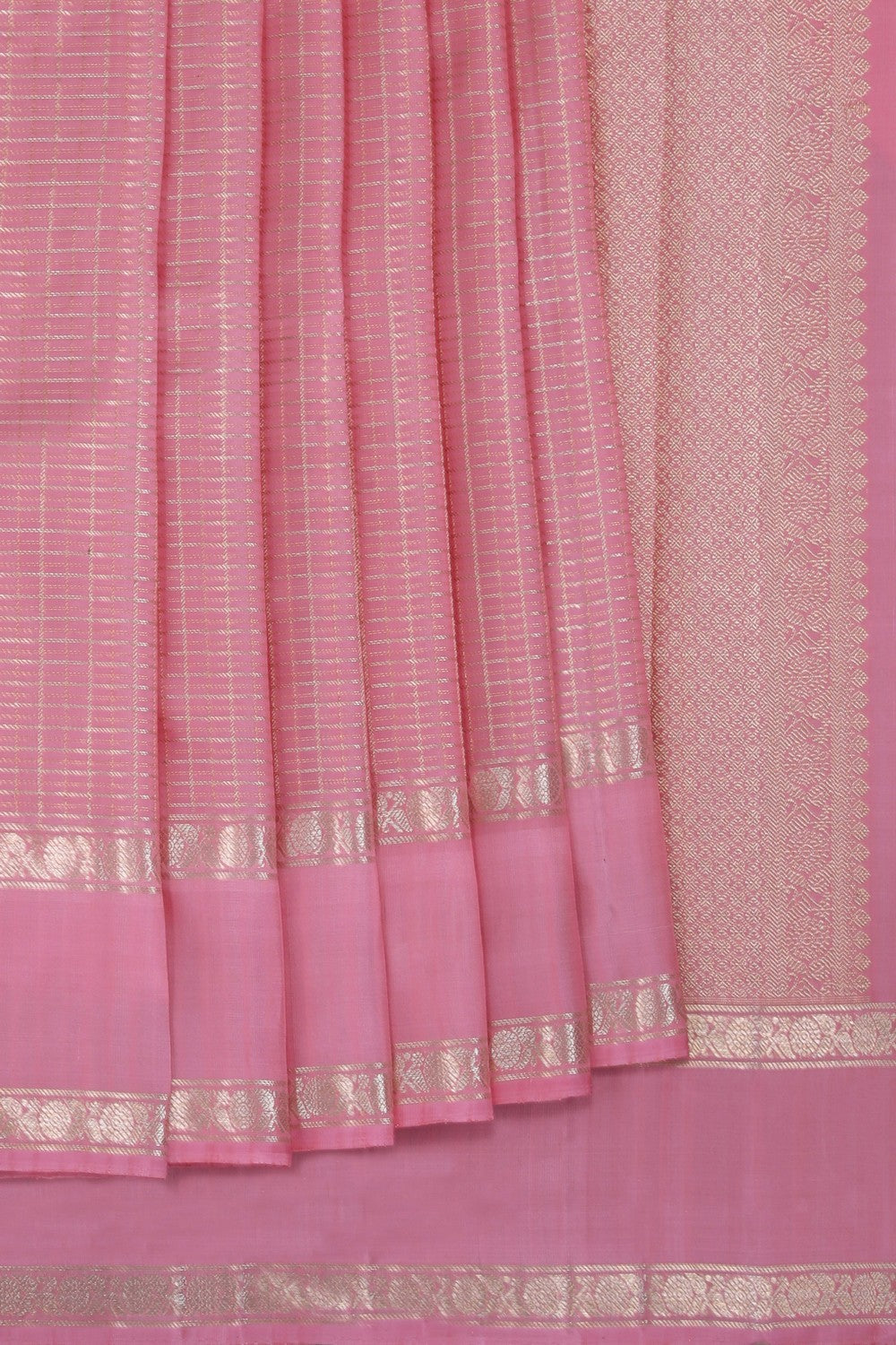 South Silk Kattam Coral Pink Saree